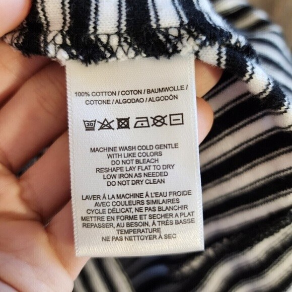 Free People Frenchie Tee Dress Size Small Oversized Black White Striped - Picture 9 of 10
